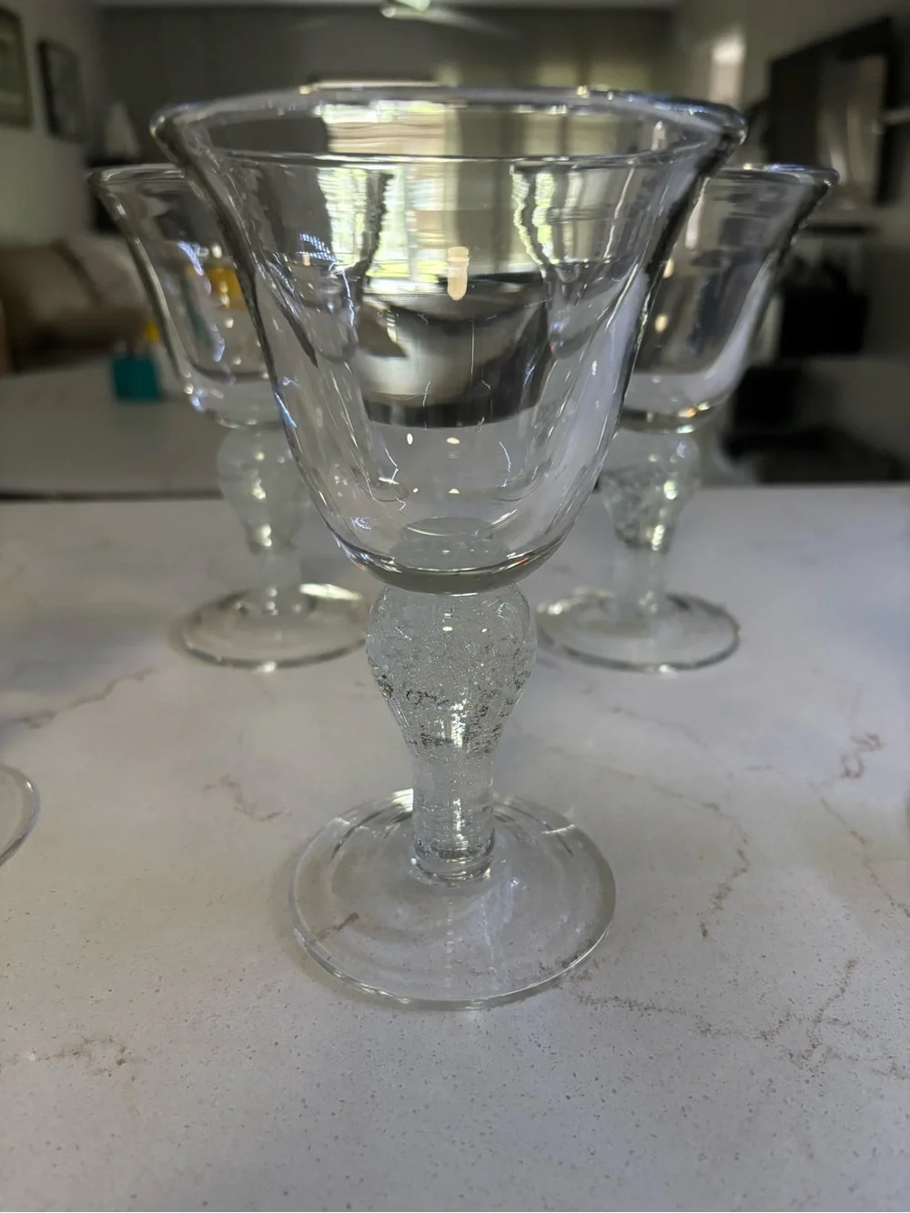 Vintage Artland Iristt Clear Seeded Bubble Glass Goblets - Set of 5